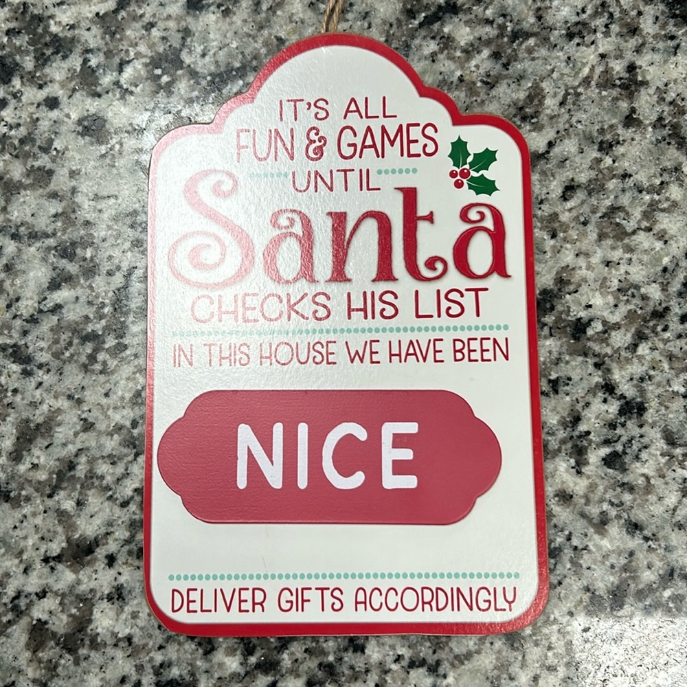 Christmas Nice/Naughty Wood Decoration